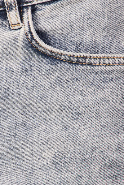 Jeans girlfriend 5 poches denim snow bleu femme
