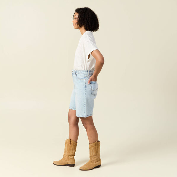 bermuda droit en jean denim snow bleu femme Bermuda droit en jean denim snow bleu femme