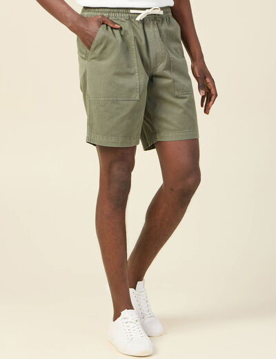 Bermuda droit à coulisse vert kaki homme