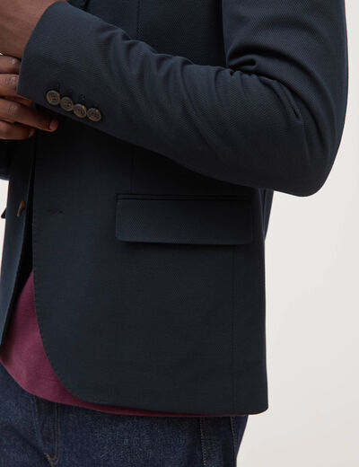 Veste blazer cintr&eacute;e bleu marine homme