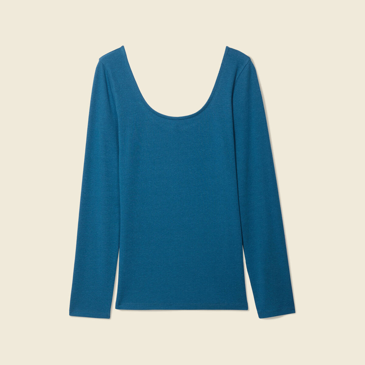 T-shirt manches longues bleu pétrole femme