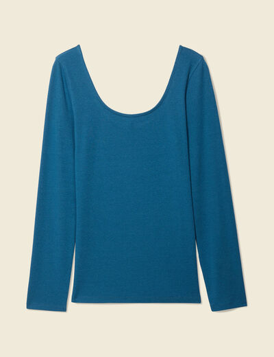 T-shirt manches longues bleu pétrole femme