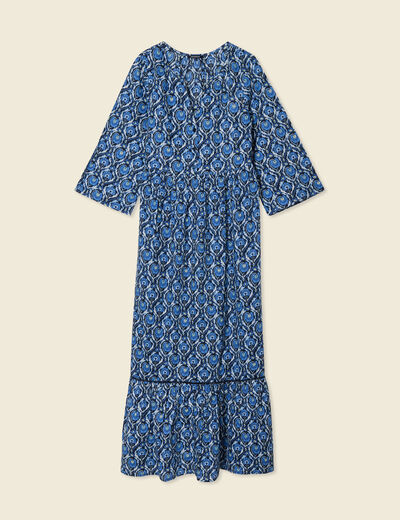 Robe longue droite bleu femme