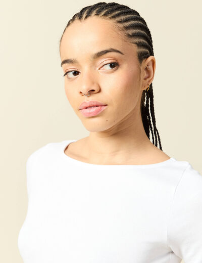 T-shirt ajust&eacute; manches courtes blanc femme