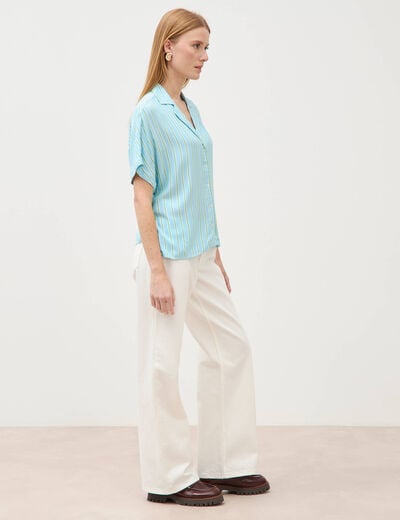 Chemise manches 3/4 bleu clair femme