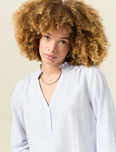 Blouse manches longues bleu ciel femme