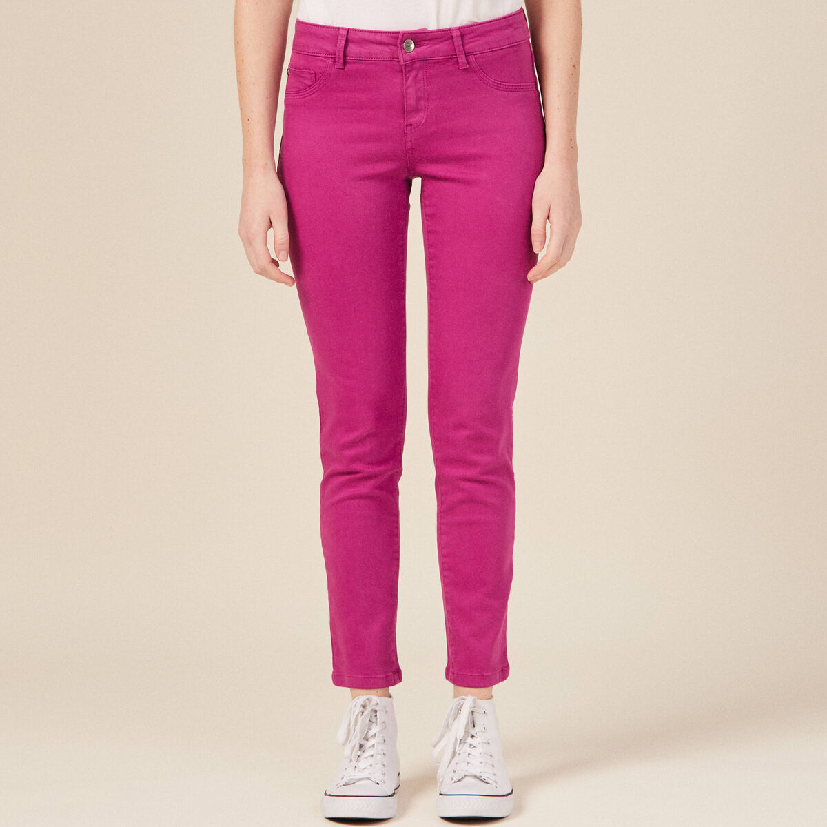Pantalon slim 7/8ème violet clair femme