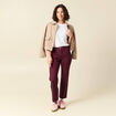 Jeans droit 7/8&egrave;me taille standard bordeaux femme