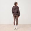 Blouson oversize court &agrave; capuche marron femme