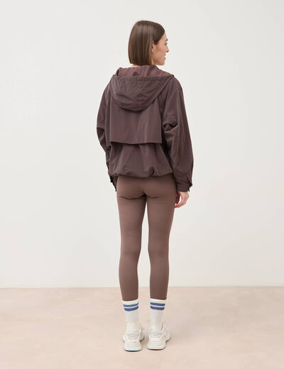 Blouson oversize court &agrave; capuche marron femme