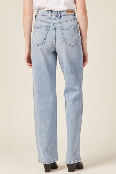 Jeans jambe large denim snow bleu femme
