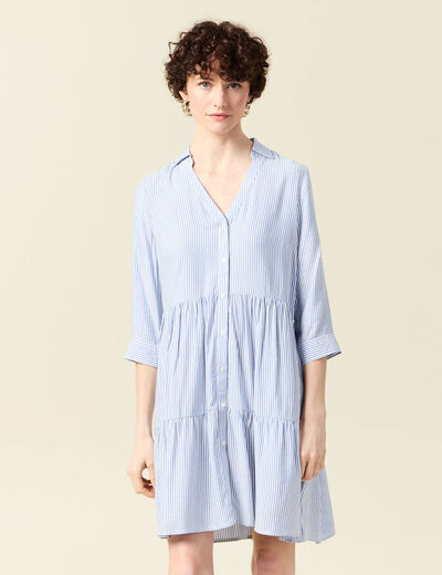 Robe patineuse boutonnée ecru femme