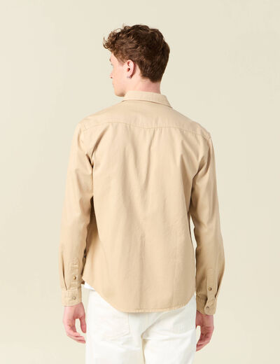 Chemise manches longues beige homme