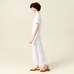 Jupe longue droite brodée ecru femme
