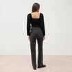 Jeans straight taille haute strass denim gris femme