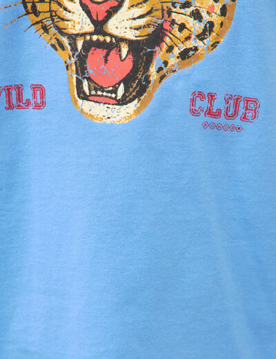 T-shirt droit col rond manches courtes bleu clair femme