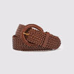 Ceinture tressée en cuir marron femme