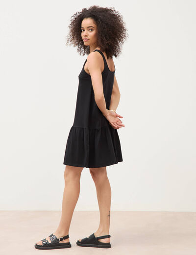 Robe sans manches en maille col rond noir femme