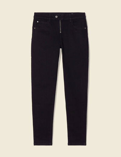 Jeans skinny zippé denim noir femme