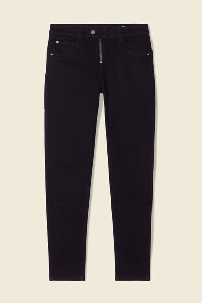 Jeans skinny zippé denim noir femme