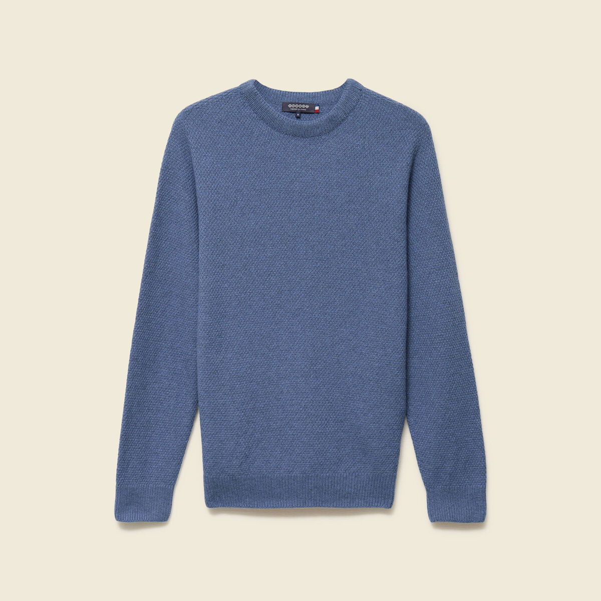 Pull manches longues fabriqu&eacute; en France bleu fonc&eacute; homme