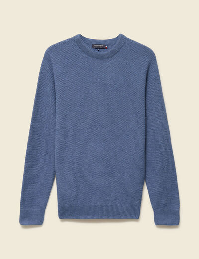 Pull manches longues fabriqu&eacute; en France bleu fonc&eacute; homme