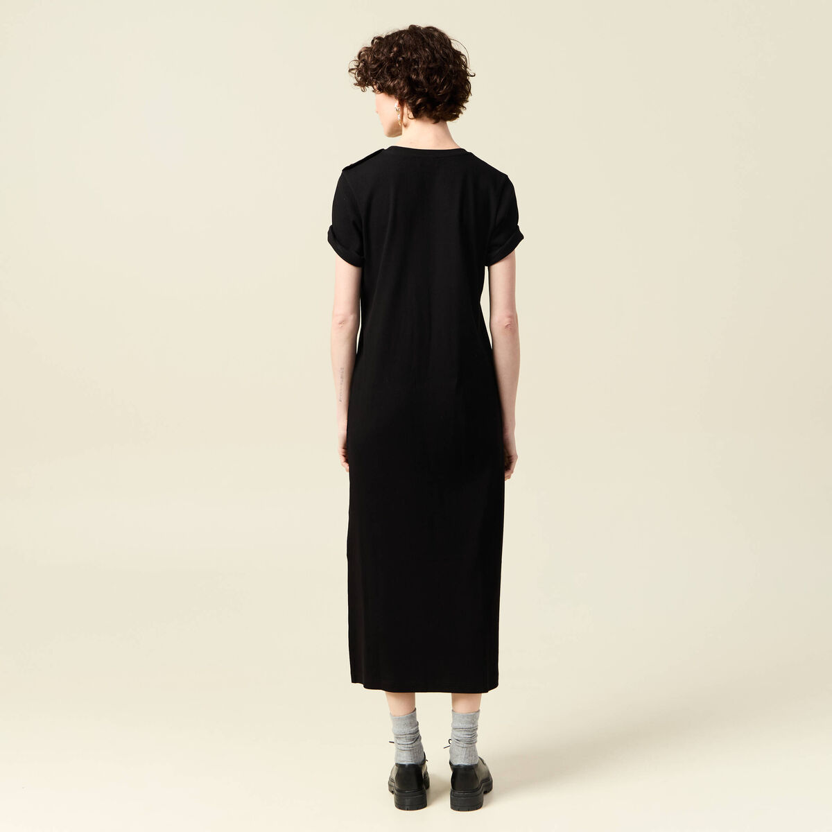 Robe longue droite noir femme