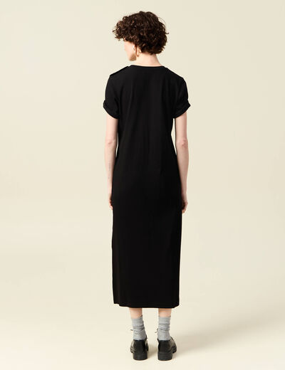 Robe longue droite noir femme