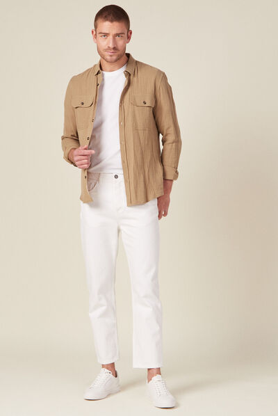 Jeans straight tapered denim blanc homme