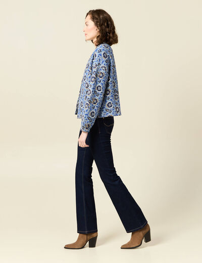 Gilet imprimé manches longues bleu femme