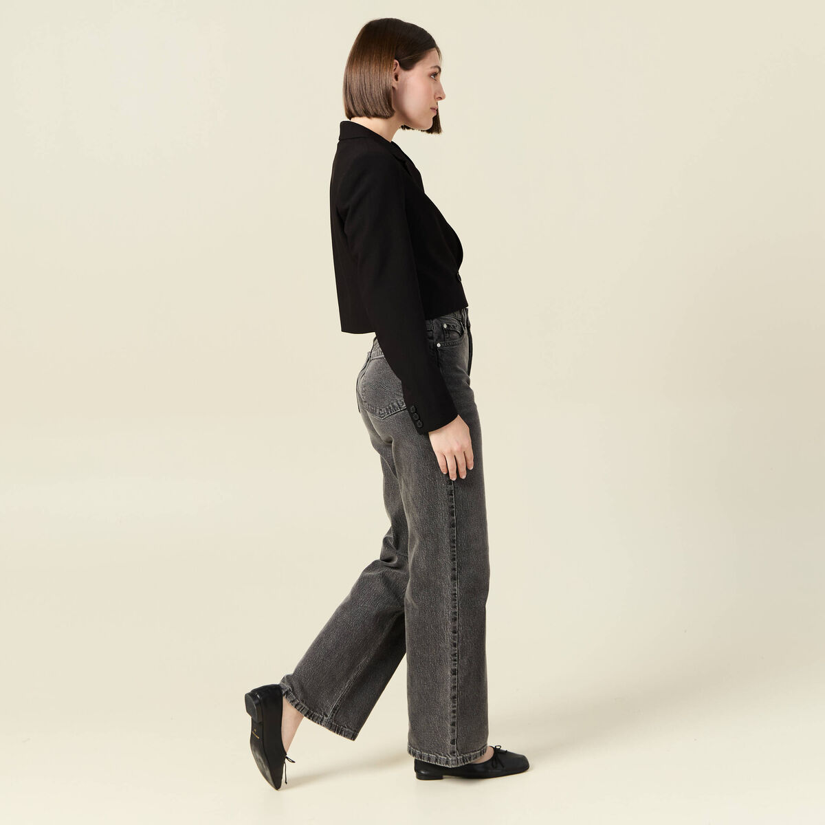 Veste courte éco-responsable noir femme