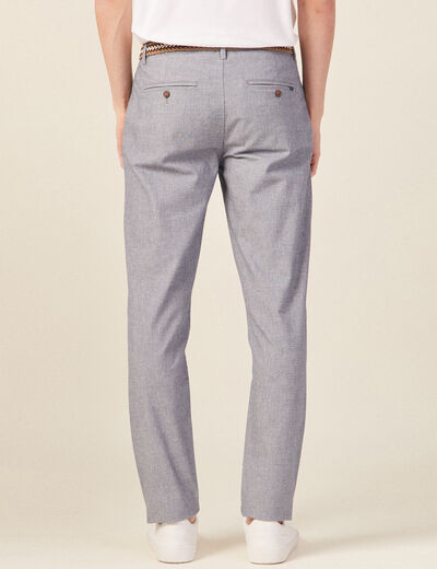 Pantalon chino ceinturé bleu marine homme