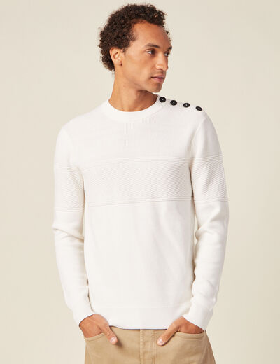 Pull manches longues ecru homme