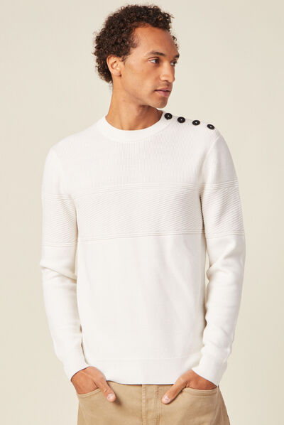 Pull manches longues ecru homme