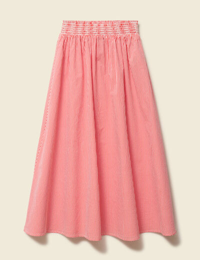 Jupe taille haute en coton rouge femme