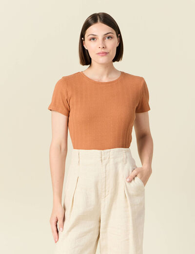 T-shirt manches courtes terracotta femme