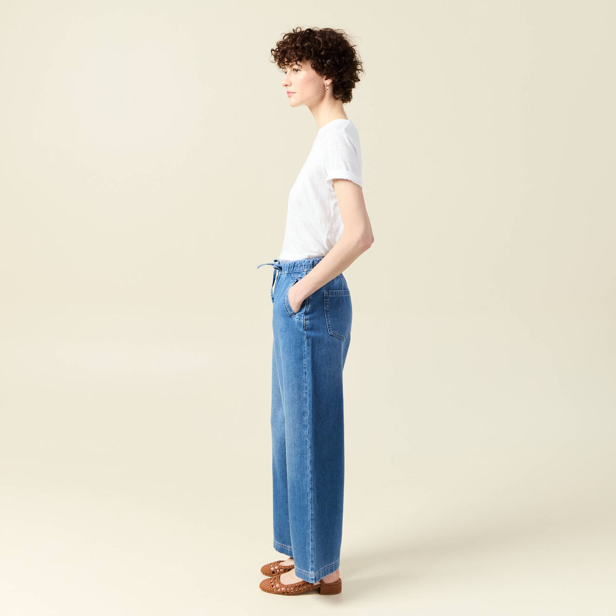 Jeans jogging élastiqué denim used femme