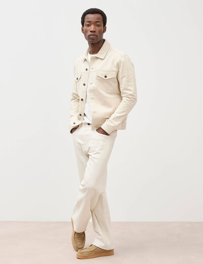 Veste manches longues col classique ecru homme