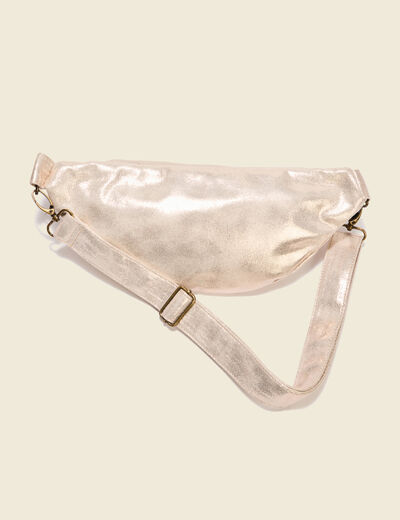 Sac banane métallisé beige femme