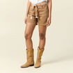 Short boyfriend ceintur&eacute; jean vert kaki femme