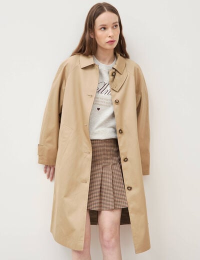 Trench long oversize r&eacute;versible beige femme