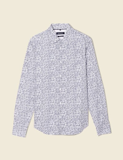Chemise en coton manches longues blanc homme