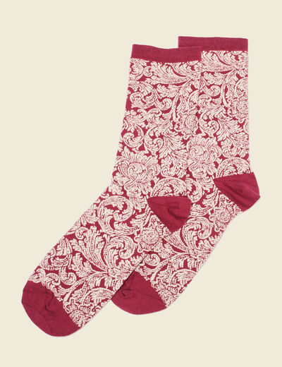 Chaussettes fabriquées en France rouge foncé femme