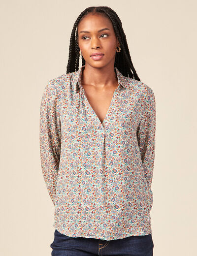 Blouse manches longues bleu turquoise femme