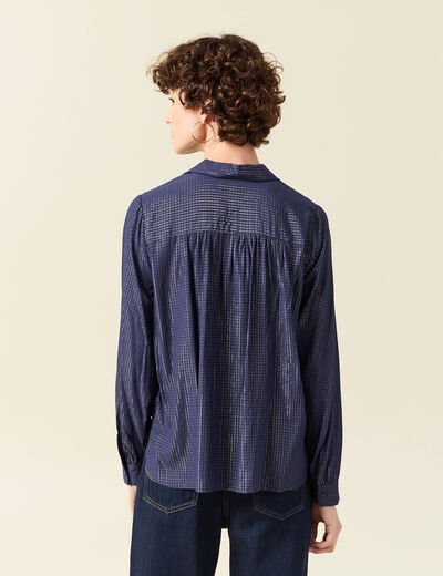 Chemise manches longues fluide bleu marine femme