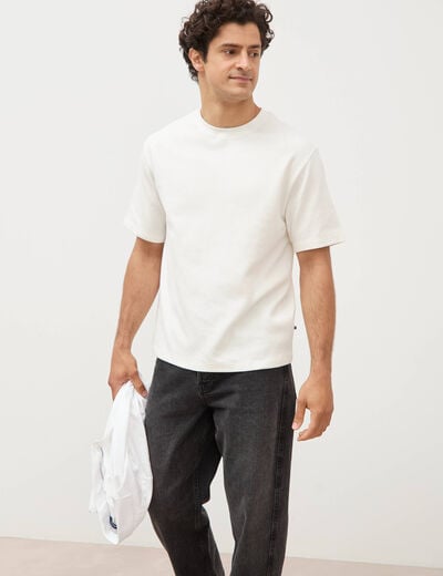 T-shirt ras de cou manches courtes ecru homme
