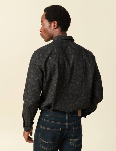 Chemise manches longues en coton noir homme