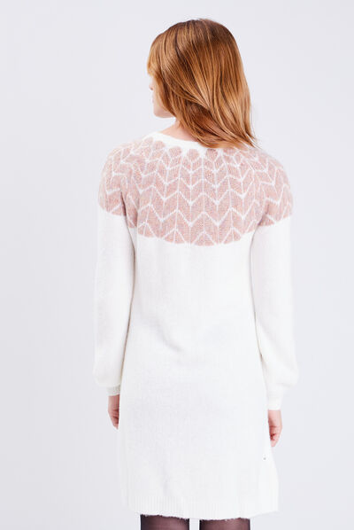 Robe pull droite ecru femme