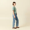 Pull droit court en coton vert pastel femme