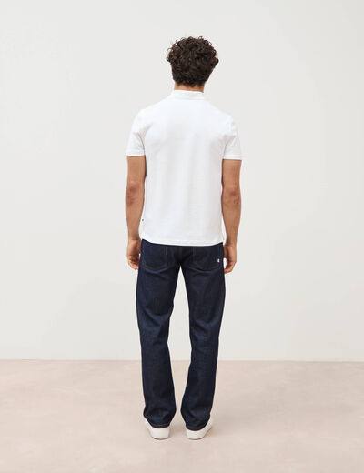 Polo en coton avec zip manches courtes blanc homme